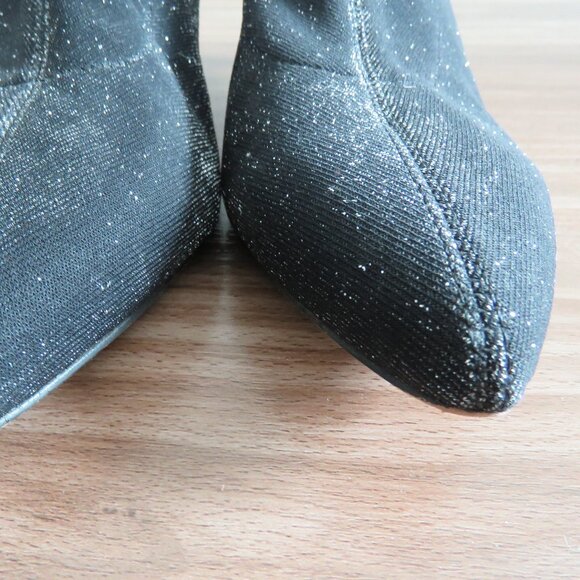 REBECCA MINKOFF Sayres Glitter Kitten Heel Sock Booties in Black - Size US 8 - Picture 12 of 13